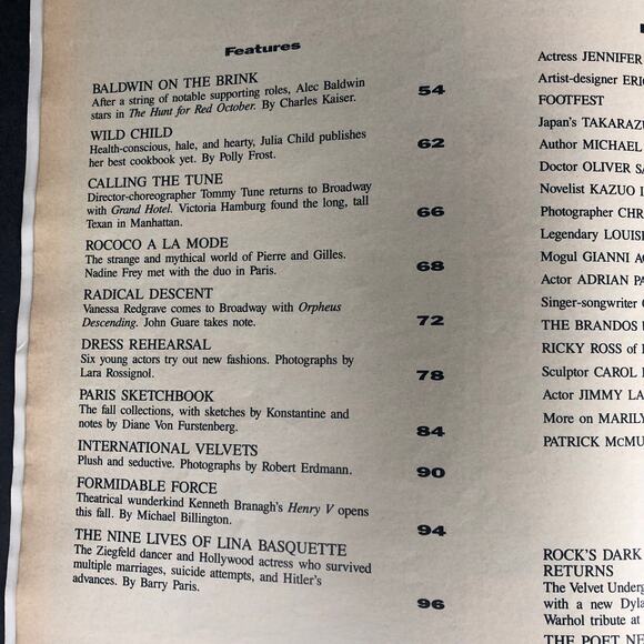 INTERVIEW Magazine Alec Baldwin Julia Child Tommy Tune WARHOL October 1989 - Picture 2 of 12